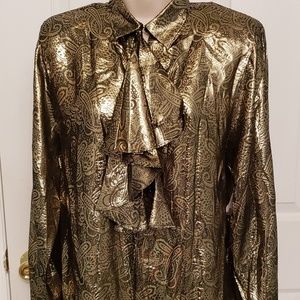 Metallic Ruffled Bodice Blouse